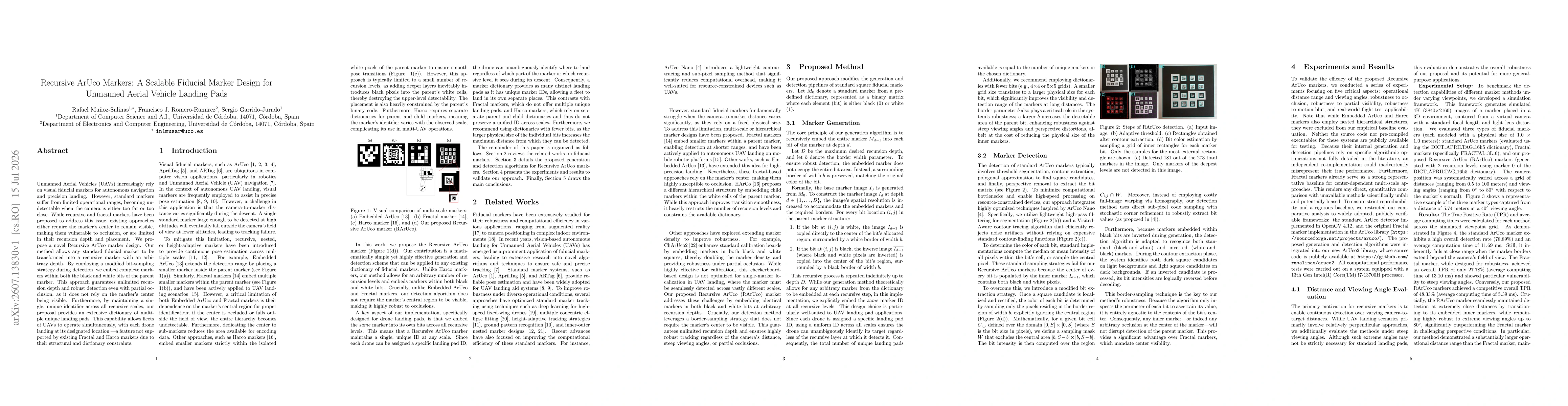 Thumbnail for Recursive ArUco Markers: A Scalable Fiducial Marker Design for Unmanned Aerial Vehicle Landing Pads