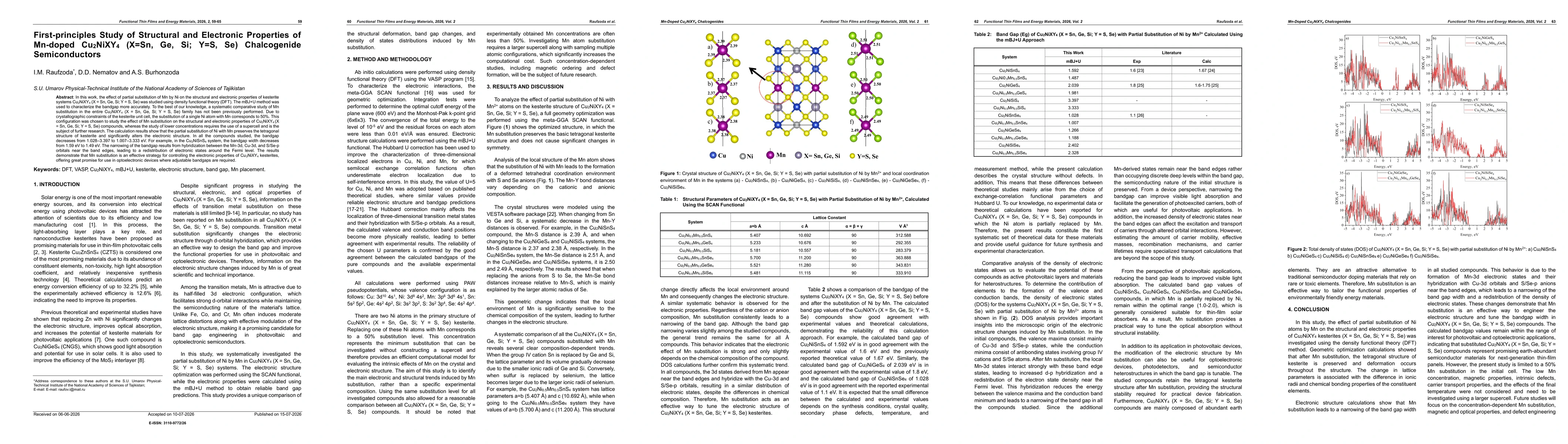 Thumbnail for First-principles Study of Structural and Electronic Properties of Mn-doped Cu2NiXY4 (X=Sn, Ge, Si; Y=S, Se) Chalcogenide Semiconductors