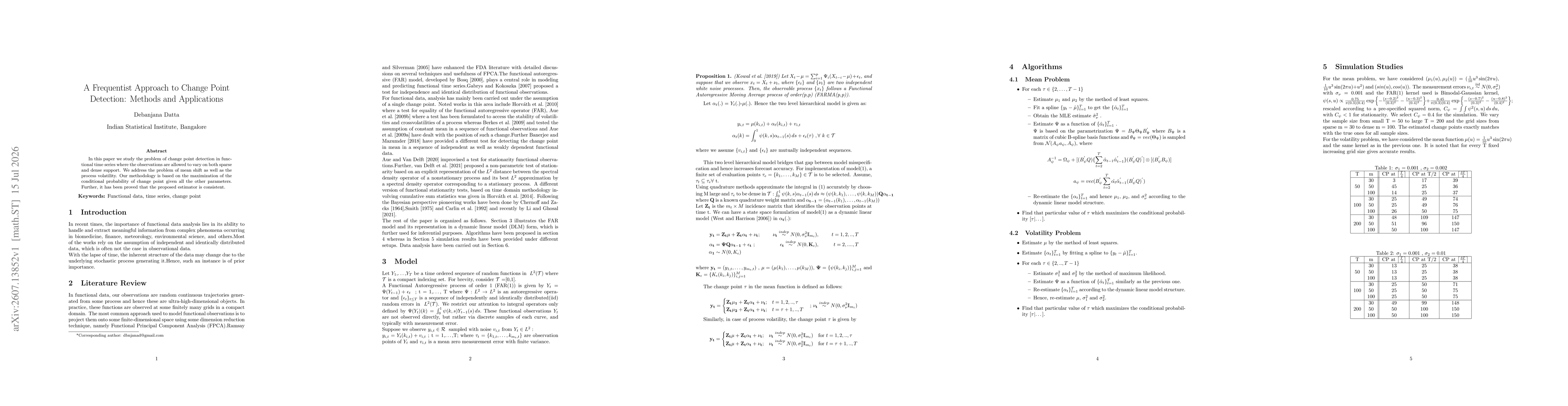Thumbnail for A Frequentist Approach to Change Point Detection: Methods and Applications