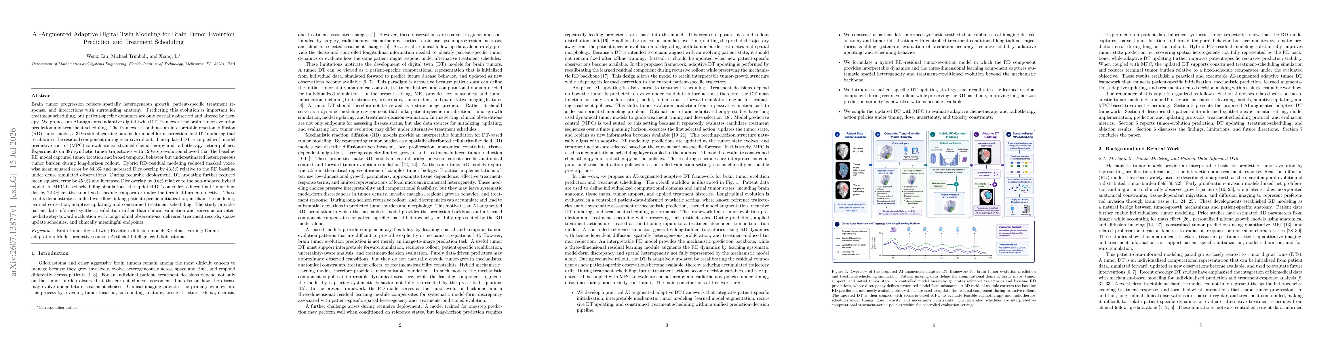 Thumbnail for AI-Augmented Adaptive Digital Twin Modeling for Brain Tumor Evolution Prediction and Treatment Scheduling
