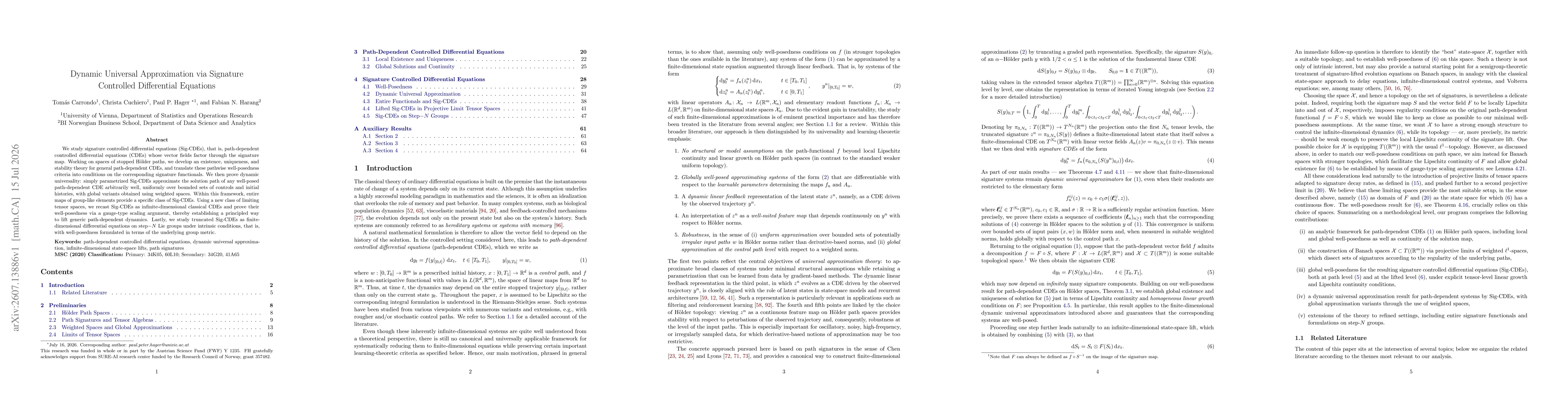 Thumbnail for Dynamic Universal Approximation via Signature Controlled Differential Equations
