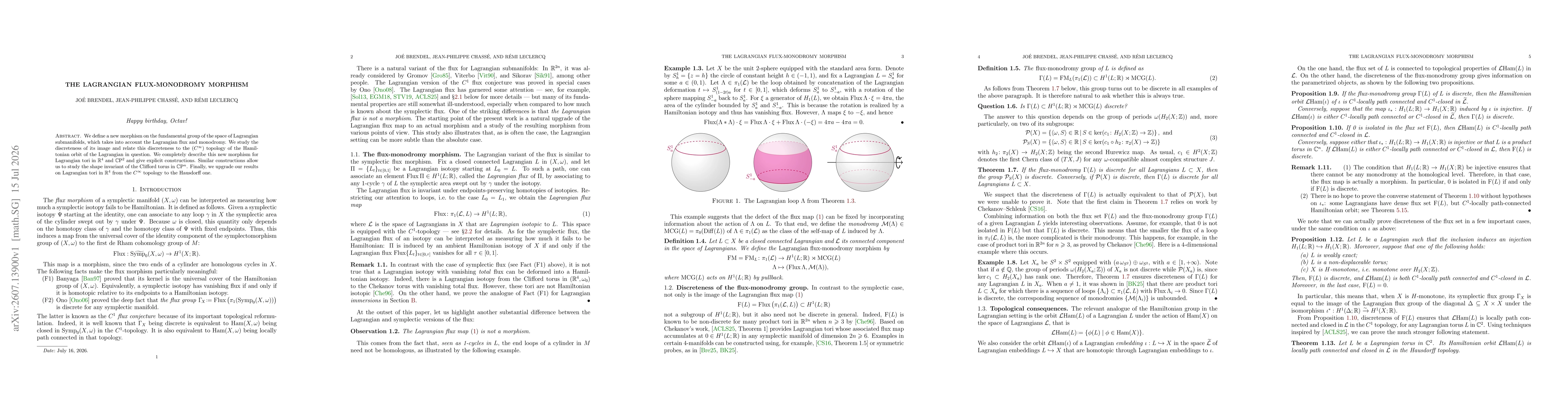 Thumbnail for The Lagrangian flux-monodromy morphism