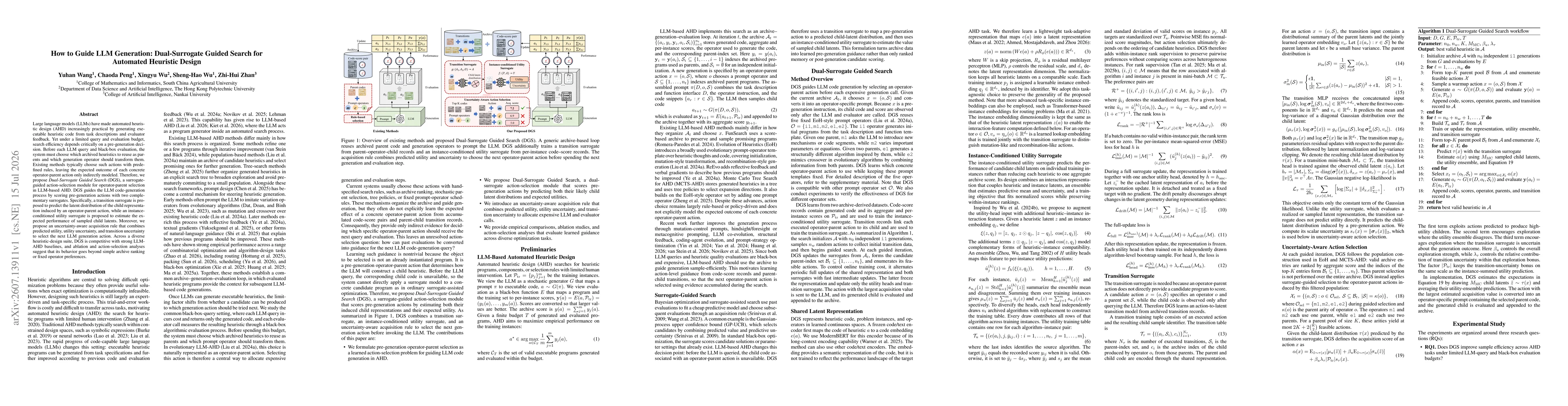 Thumbnail for How to Guide LLM Generation: Dual-Surrogate Guided Search for Automated Heuristic Design
