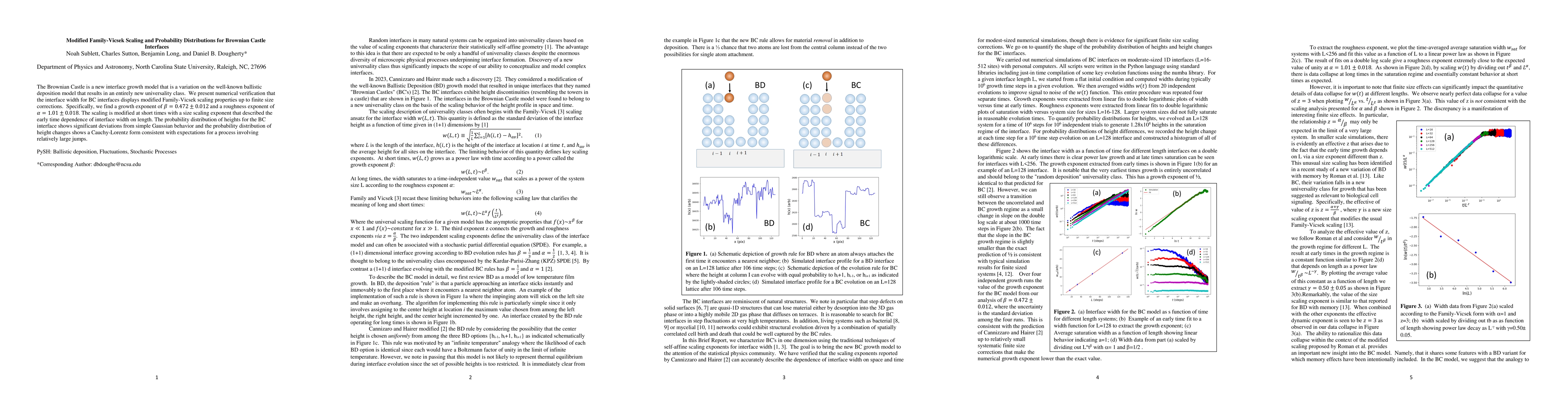 Thumbnail for Modified Family-Vicsek Scaling and Probability Distributions for Brownian Castle Interfaces
