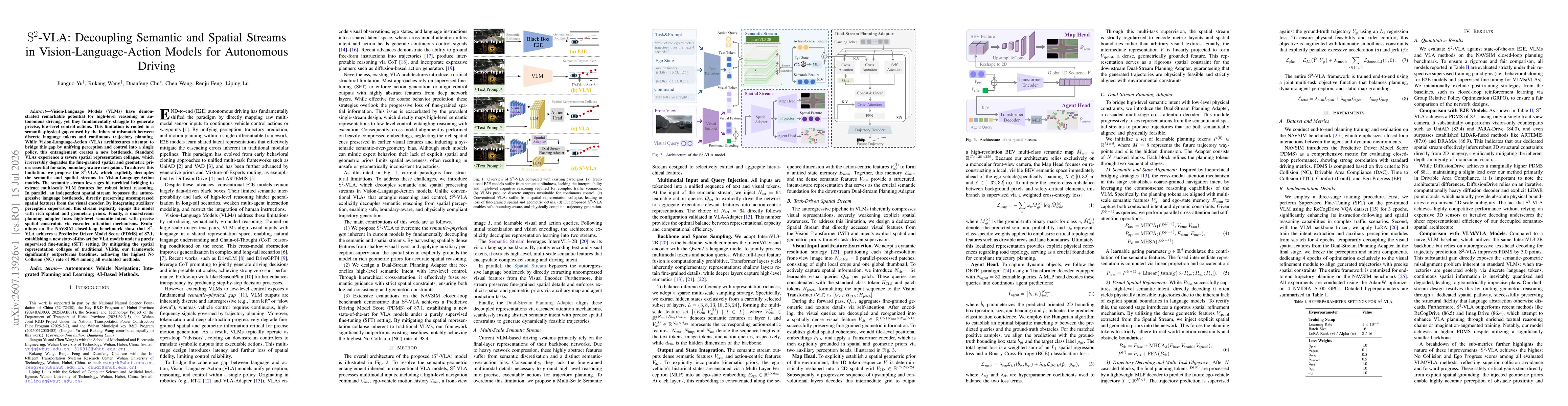 Thumbnail for S-squared-VLA: Decoupling Semantic and Spatial Streams in Vision-Language-Action Models for Autonomous Driving