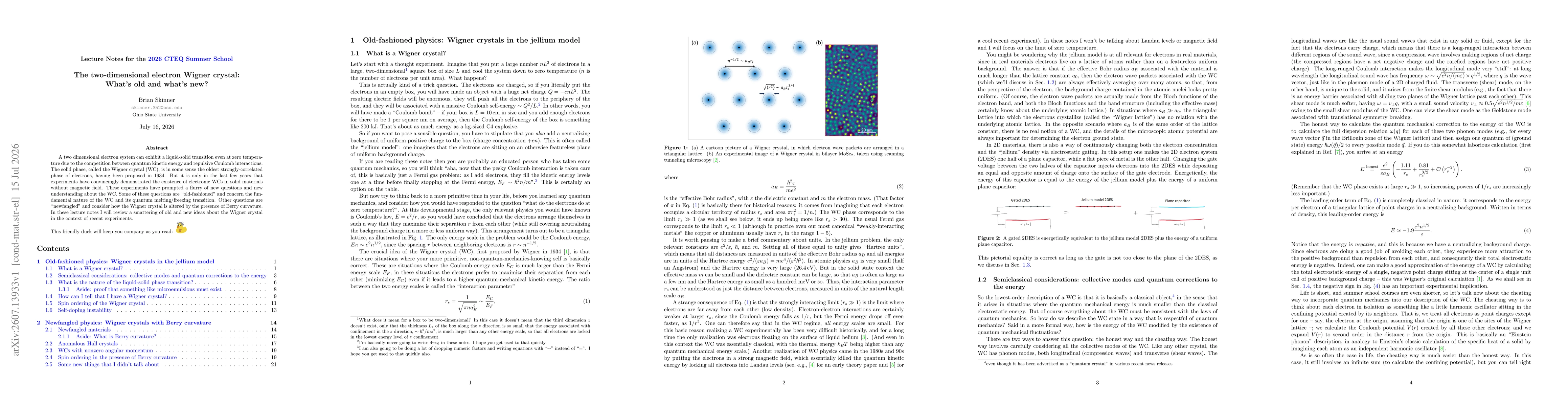 Thumbnail for Lecture Notes: The two-dimensional electron Wigner crystal -- What's old and what's new?