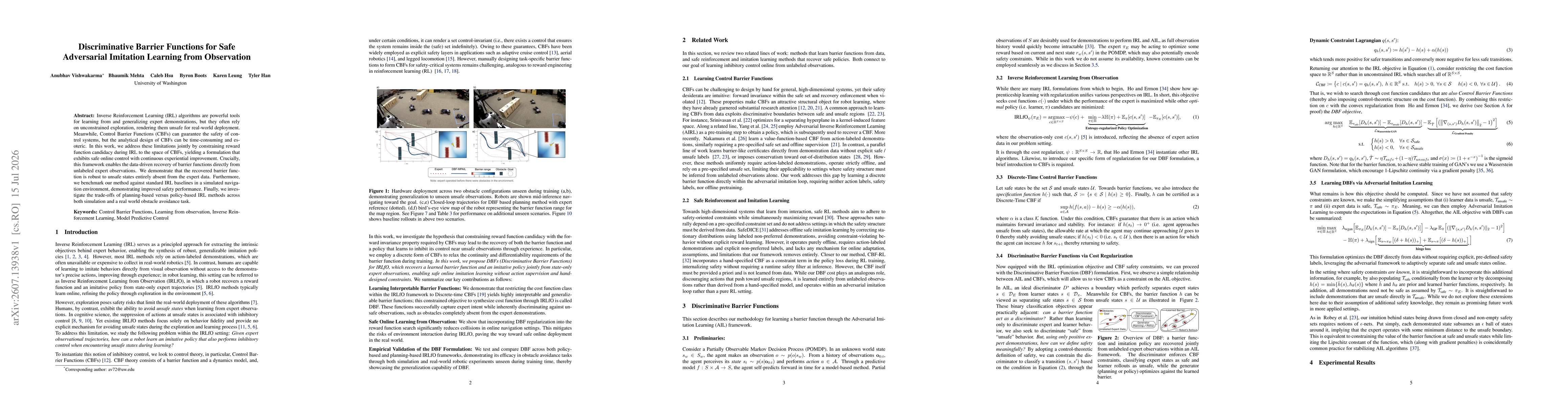 Thumbnail for Discriminative Barrier Functions for Safe Adversarial Imitation Learning from Observation