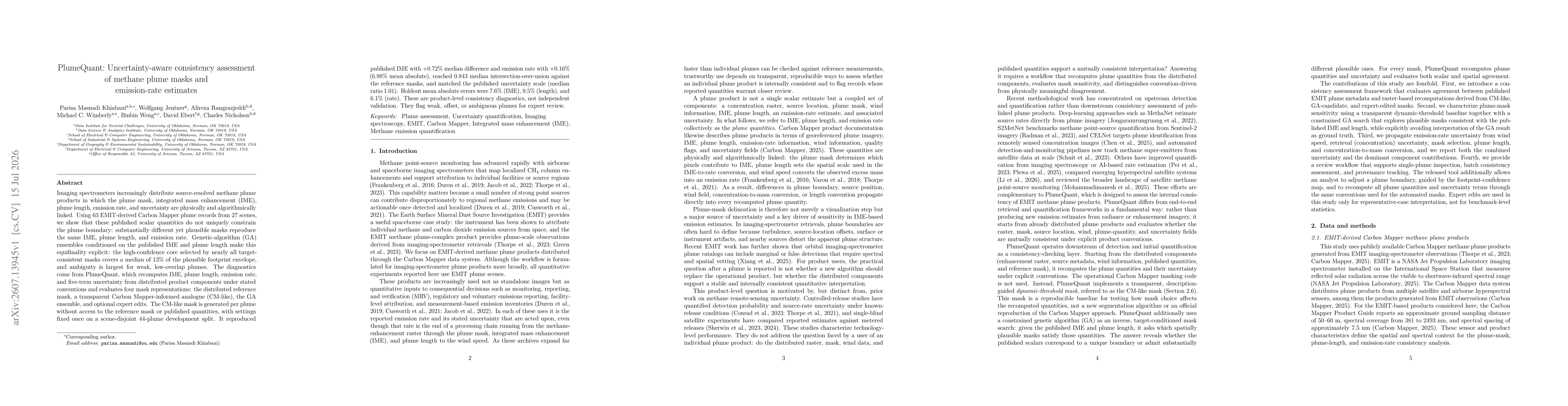 Thumbnail for PlumeQuant: Uncertainty-aware consistency assessment of methane plume masks and emission-rate estimates