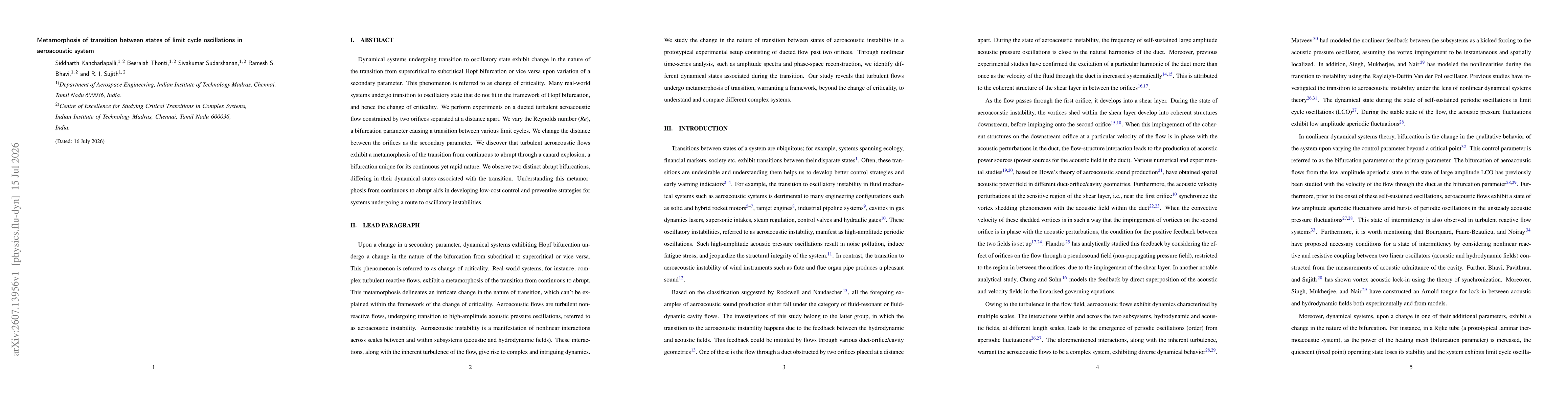 Thumbnail for Metamorphosis of transition between states of limit cycle oscillations in aeroacoustic system