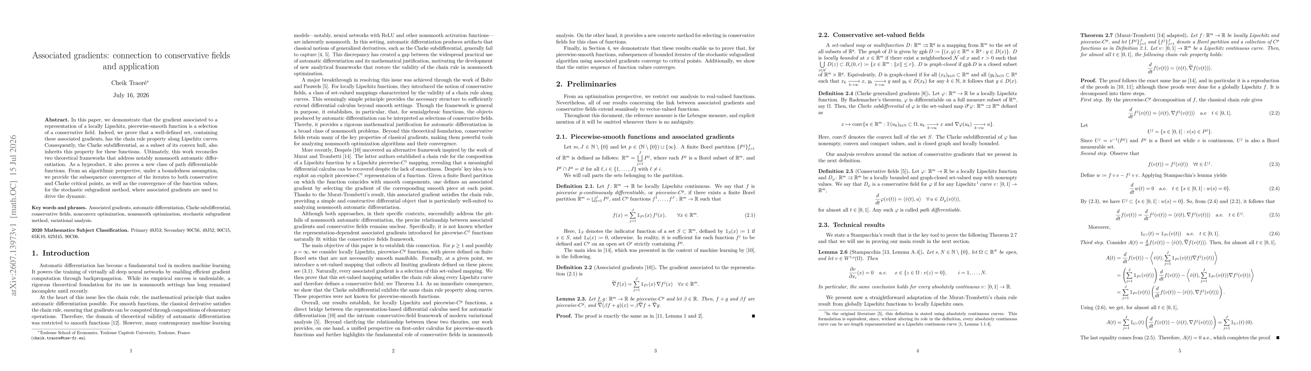 Thumbnail for Associated gradients: connection to conservative fields and application