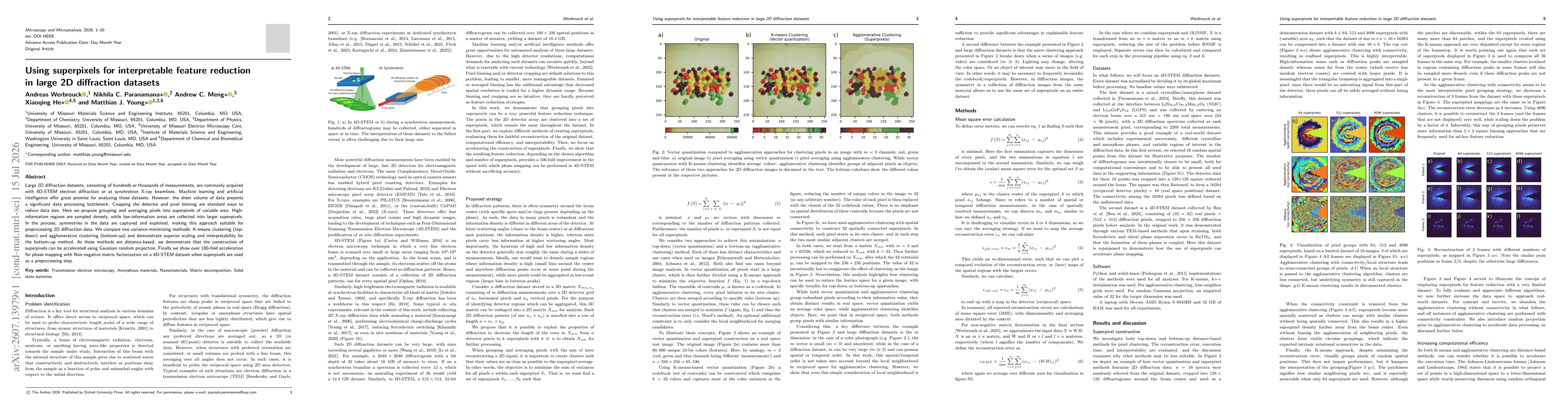 Thumbnail for Using superpixels for interpretable feature reduction in large 2D diffraction datasets
