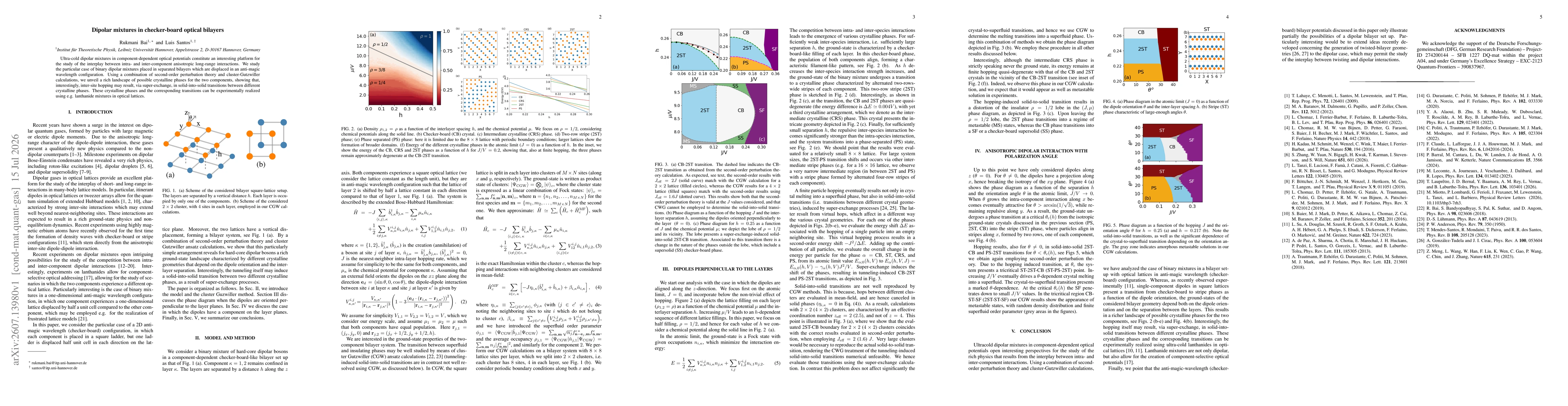 Thumbnail for Dipolar mixtures in checker-board optical bilayers