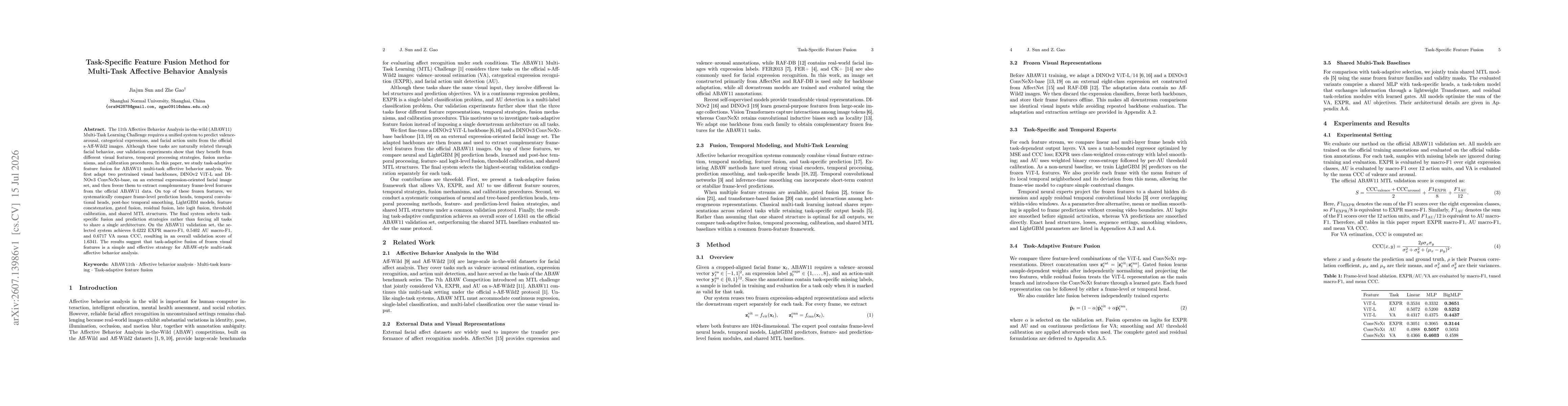 Thumbnail for Task-Specific Feature Fusion Method for Multi-Task Affective Behavior Analysis