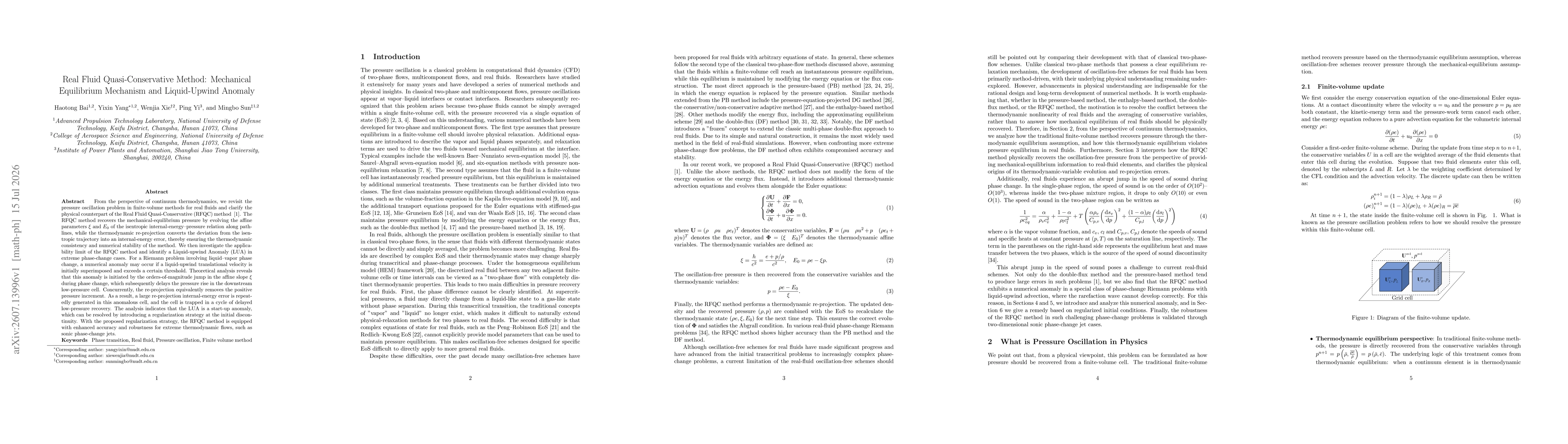 Thumbnail for Real Fluid Quasi-Conservative Method: Mechanical Equilibrium Mechanism and Liquid-Upwind Anomaly