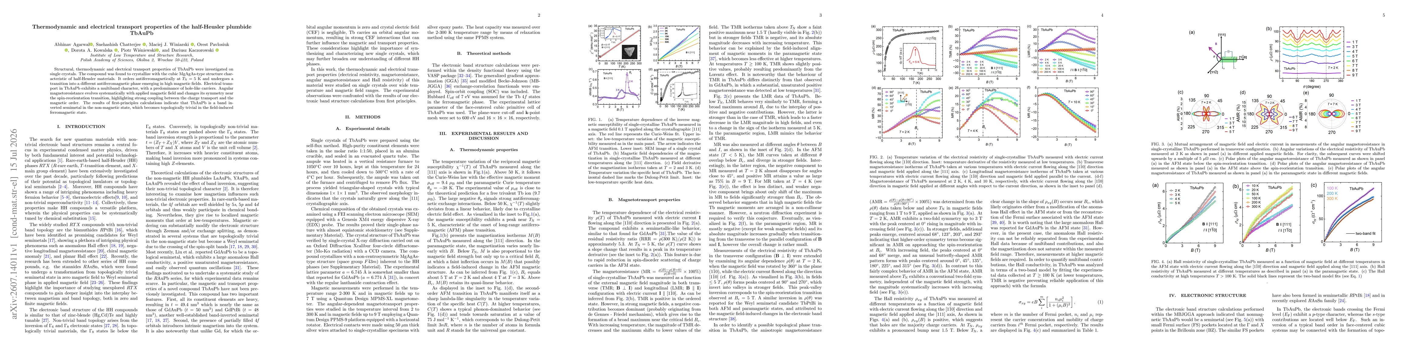 Thumbnail for Thermodynamic and electrical transport properties of the half-Heusler plumbide TbAuPb