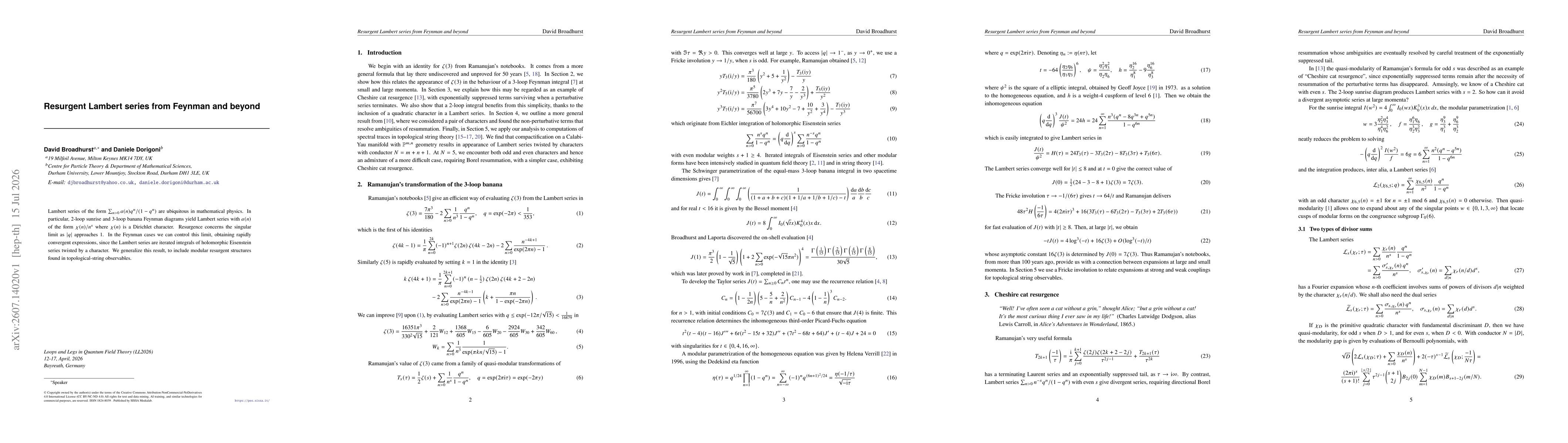 Thumbnail for Resurgent Lambert series from Feynman and beyond