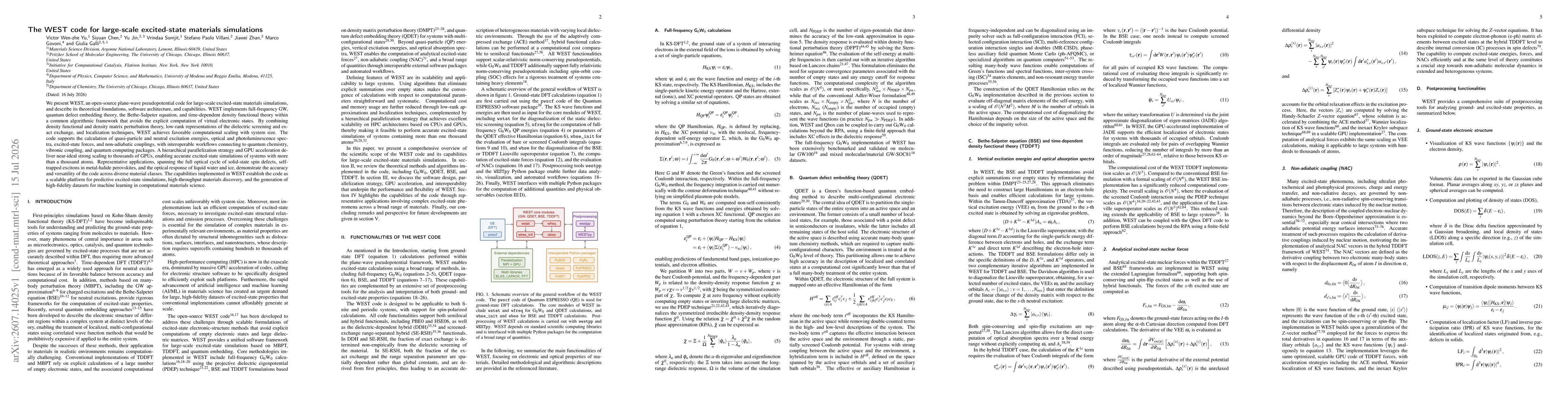 Thumbnail for The WEST code for large-scale excited-state materials simulations