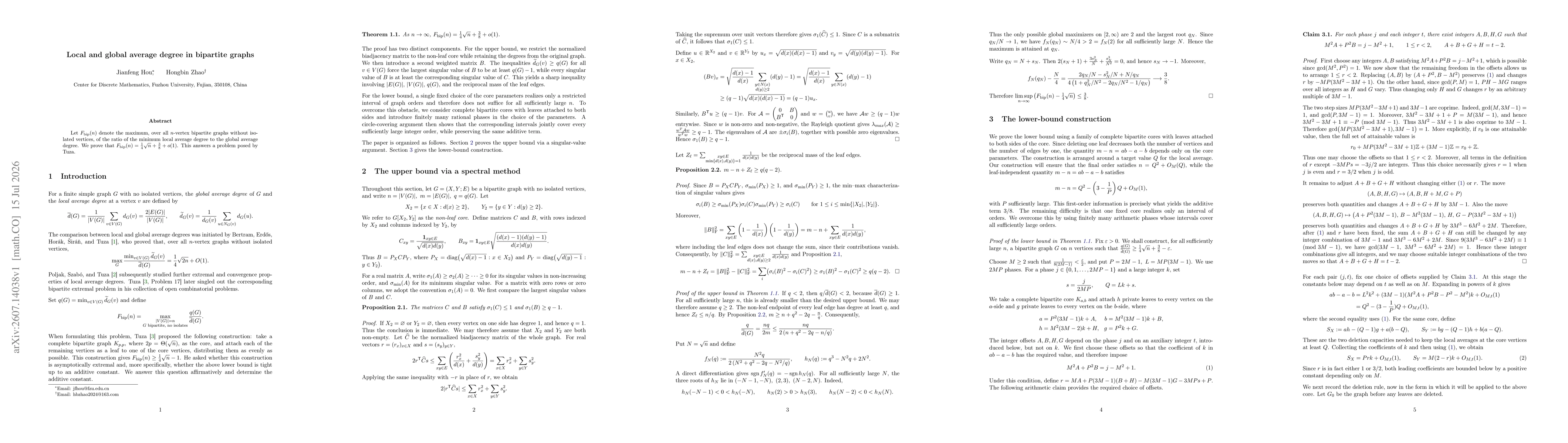 Thumbnail for Local and global average degree in bipartite graphs