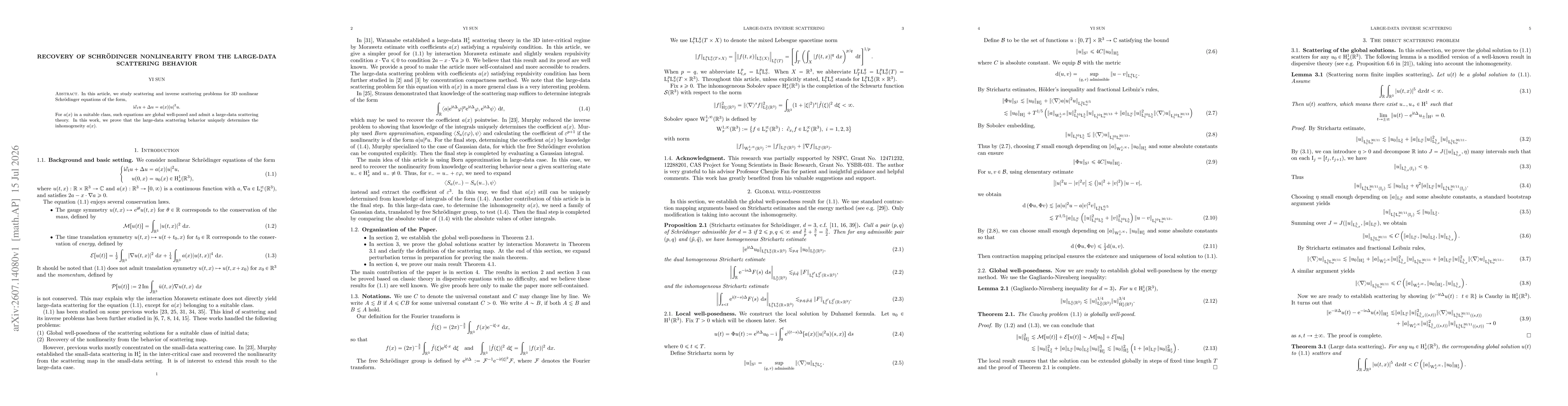 Thumbnail for Recovery of Schrödinger nonlinearity from the large-data scattering behavior