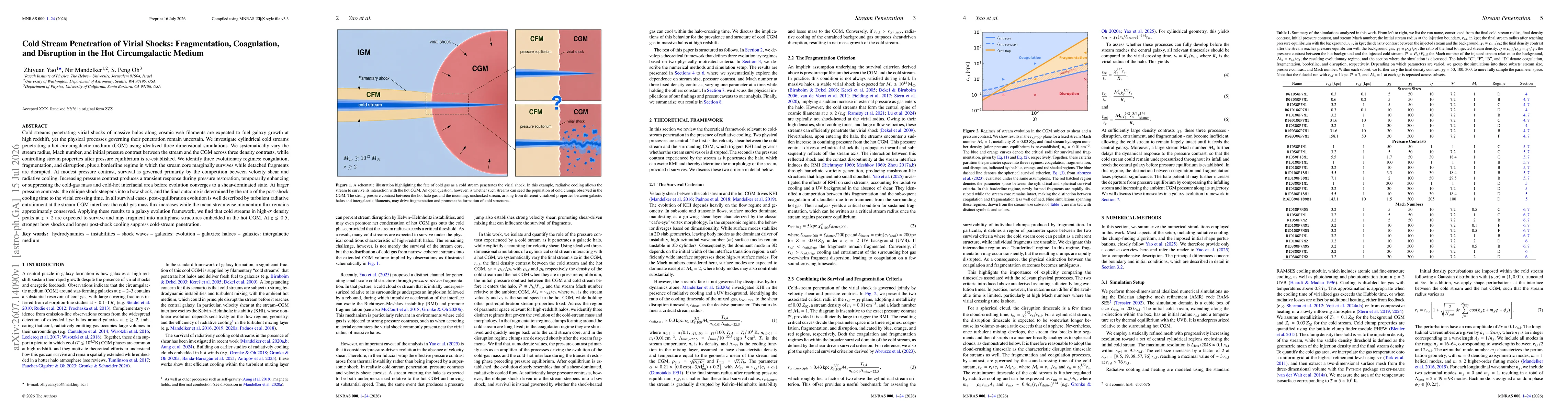 Thumbnail for Cold Stream Penetration of Virial Shocks: Fragmentation, Coagulation, and Disruption in the Hot Circumgalactic Medium