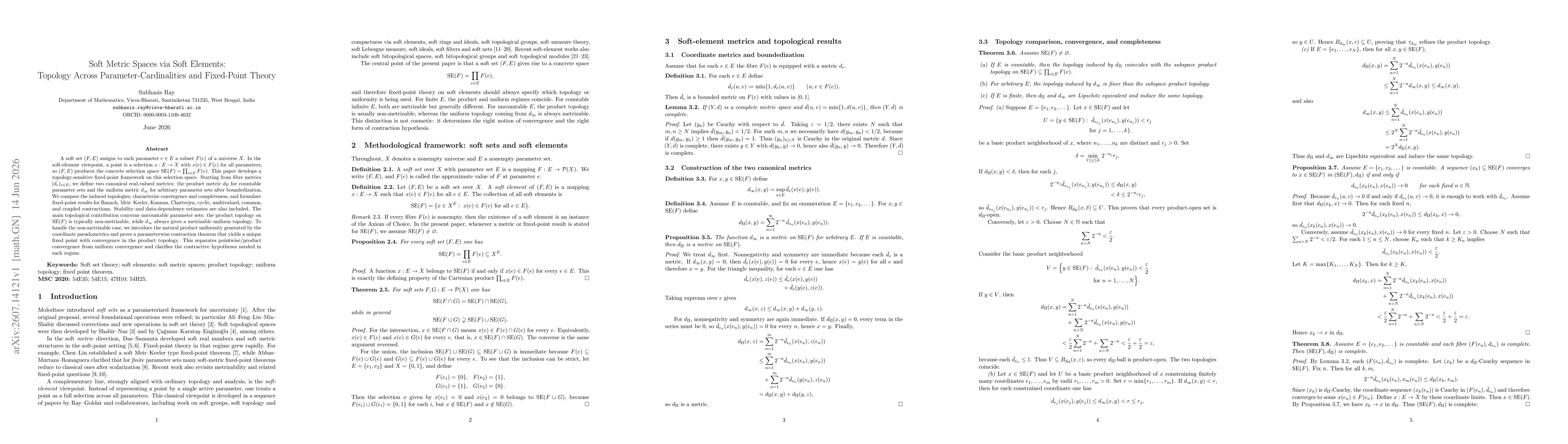 Thumbnail for Soft Metric Spaces via Soft Elements: Topology Across Parameter-Cardinalities and Fixed-Point Theory
