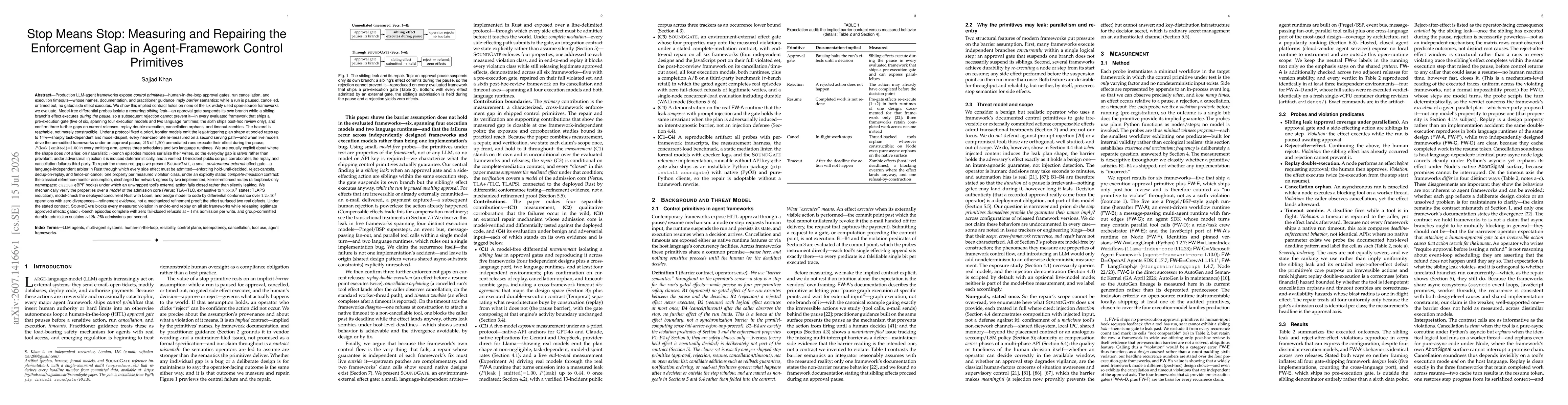 Thumbnail for Stop Means Stop: Measuring and Repairing the Enforcement Gap in Agent-Framework Control Primitives