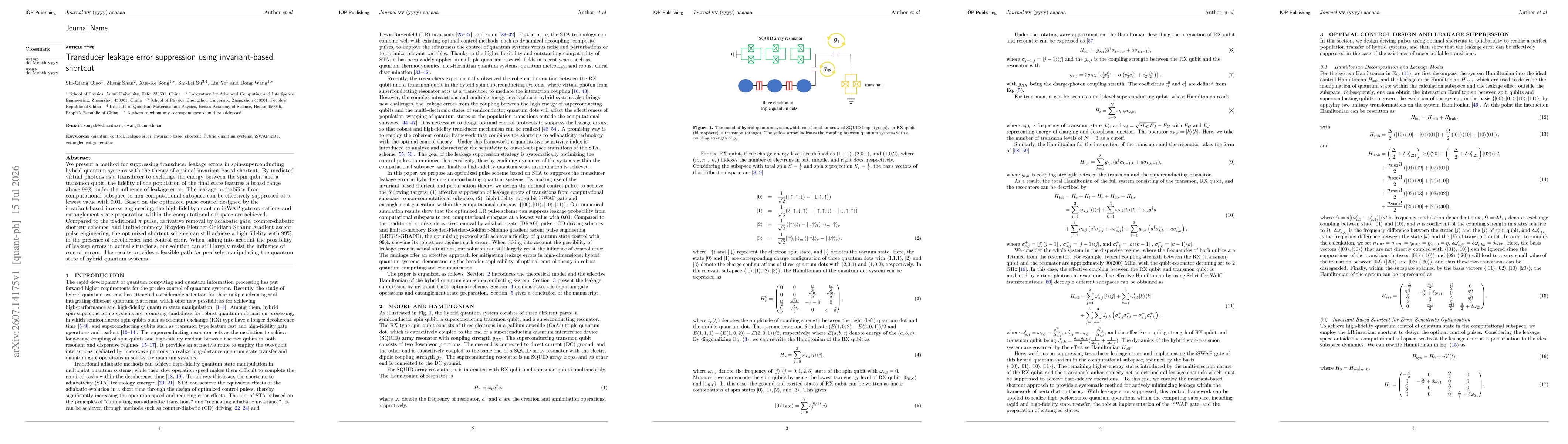 Thumbnail for Transducer leakage error suppression using invariant-based shortcut