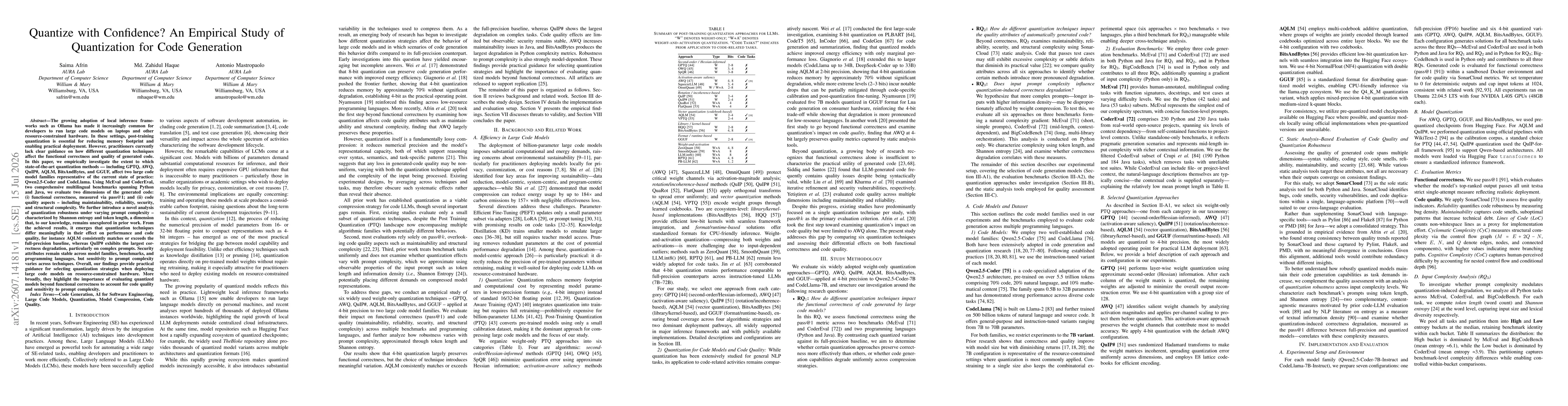 Thumbnail for Quantize with Confidence? An Empirical Study of Quantization for Code Generation