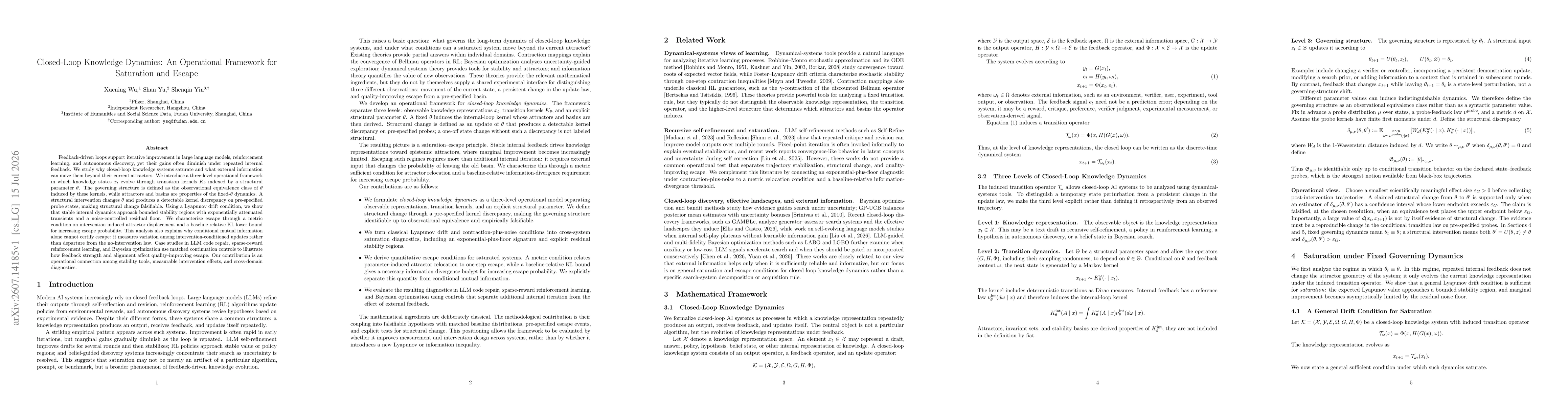 Thumbnail for Closed-Loop Knowledge Dynamics: An Operational Framework for Saturation and Escape