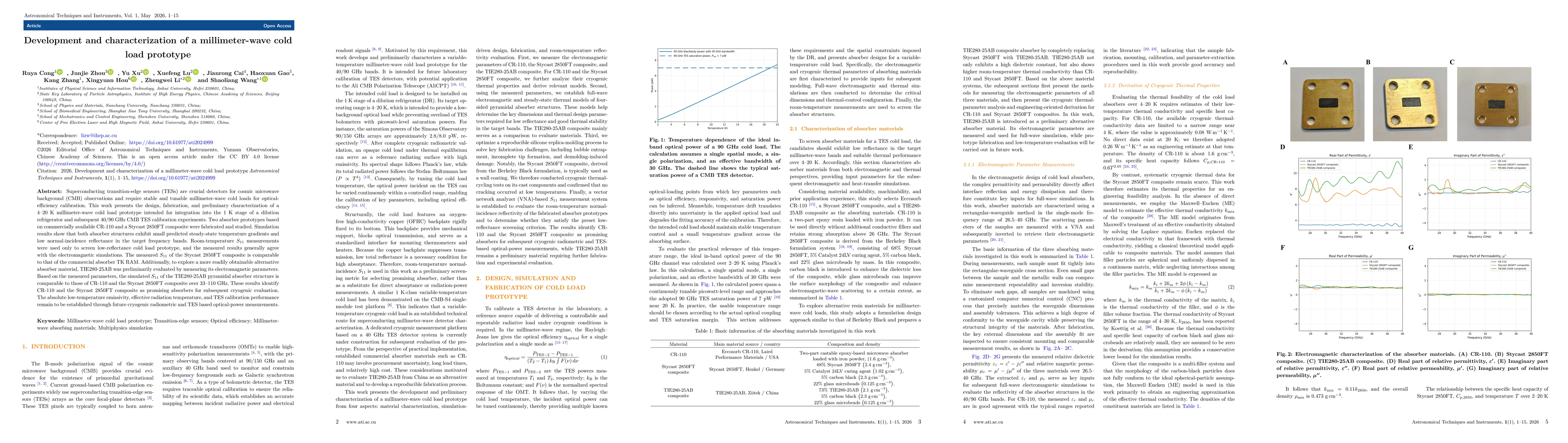 Thumbnail for Development and characterization of a millimeter-wave cold load prototype