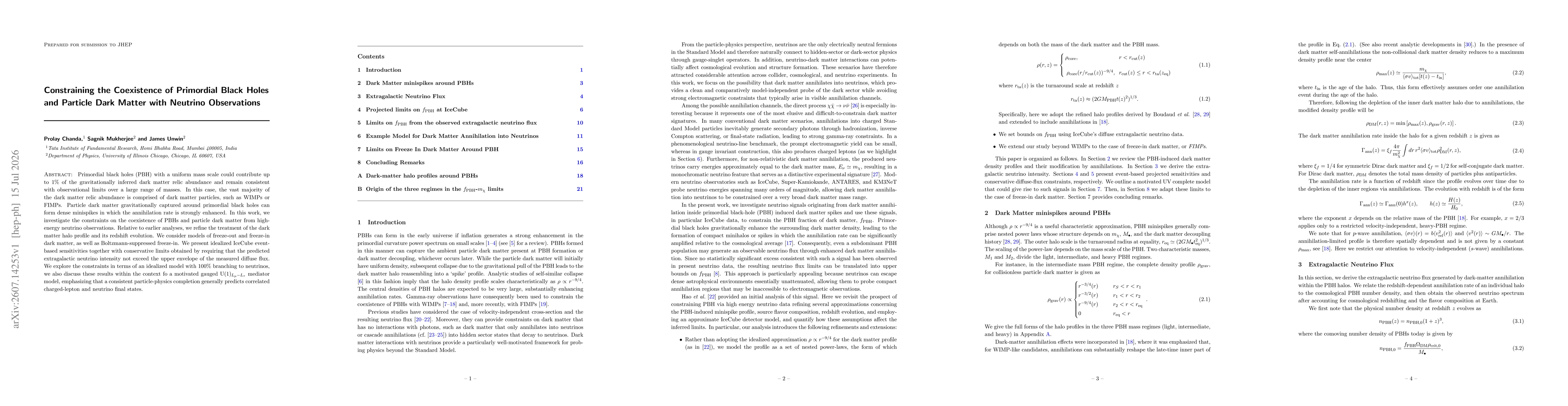 Thumbnail for Constraining the Coexistence of Primordial Black Holes and Particle Dark Matter with Neutrino Observations