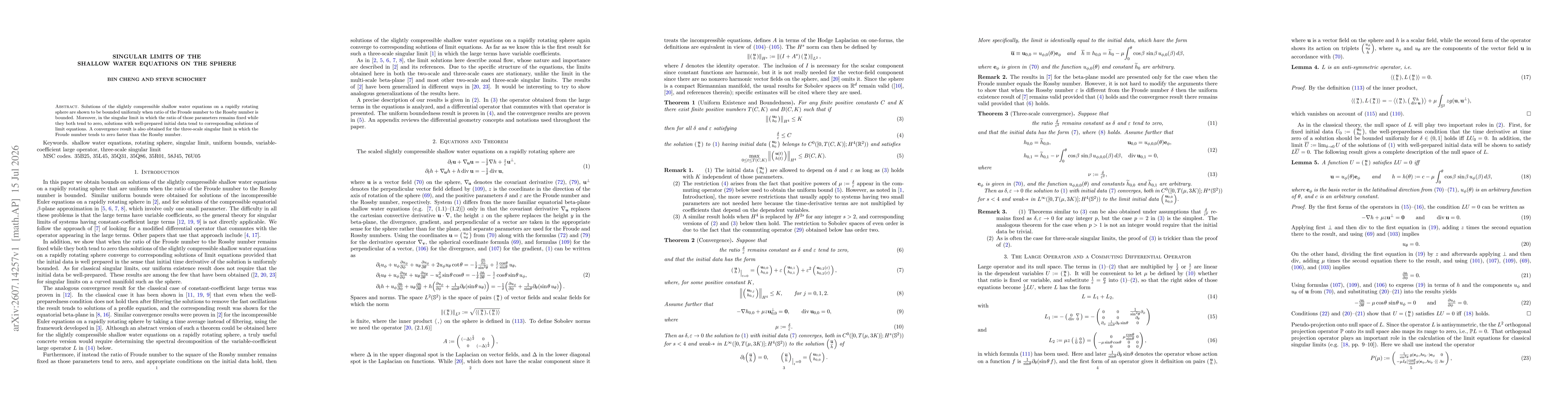 Thumbnail for Singular Limits of the Shallow Water Equations on the Sphere