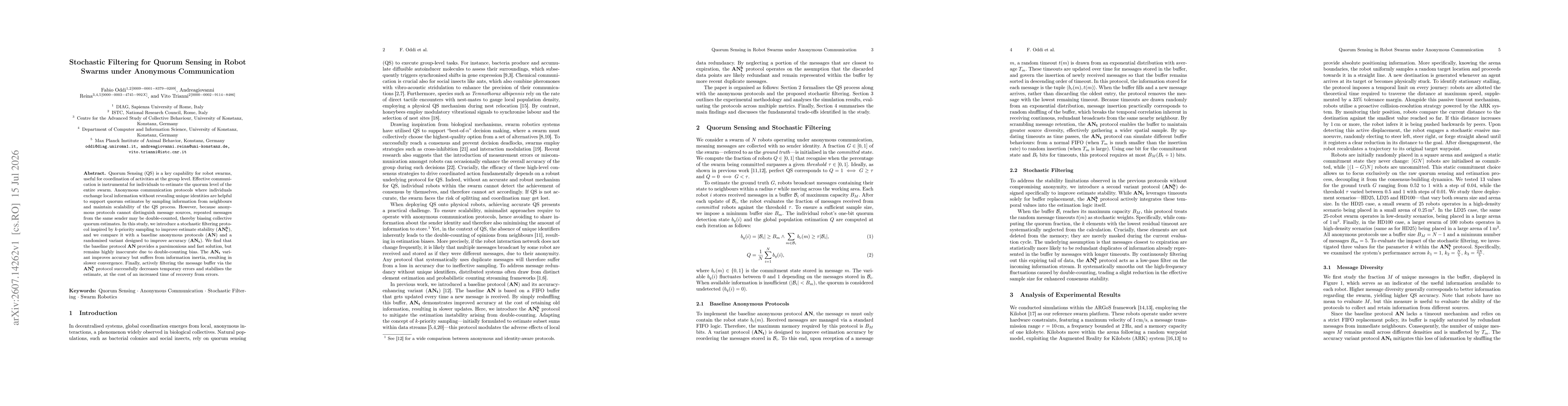 Thumbnail for Stochastic Filtering for Quorum Sensing in Robot Swarms under Anonymous Communication