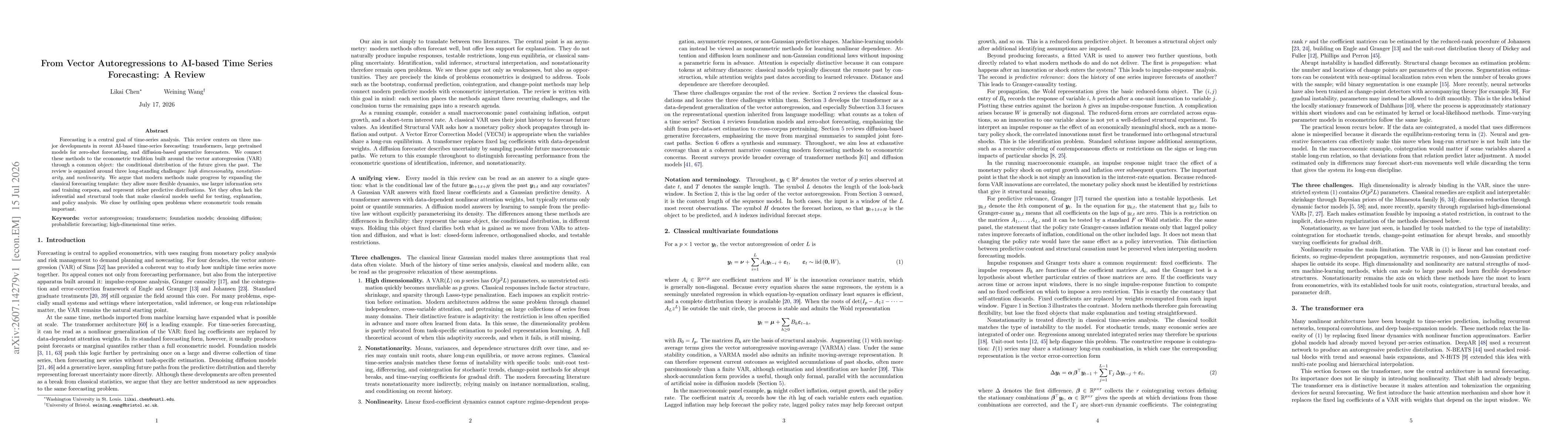 Thumbnail for From Vector Autoregressions to AI-based Time Series Forecasting: A Review