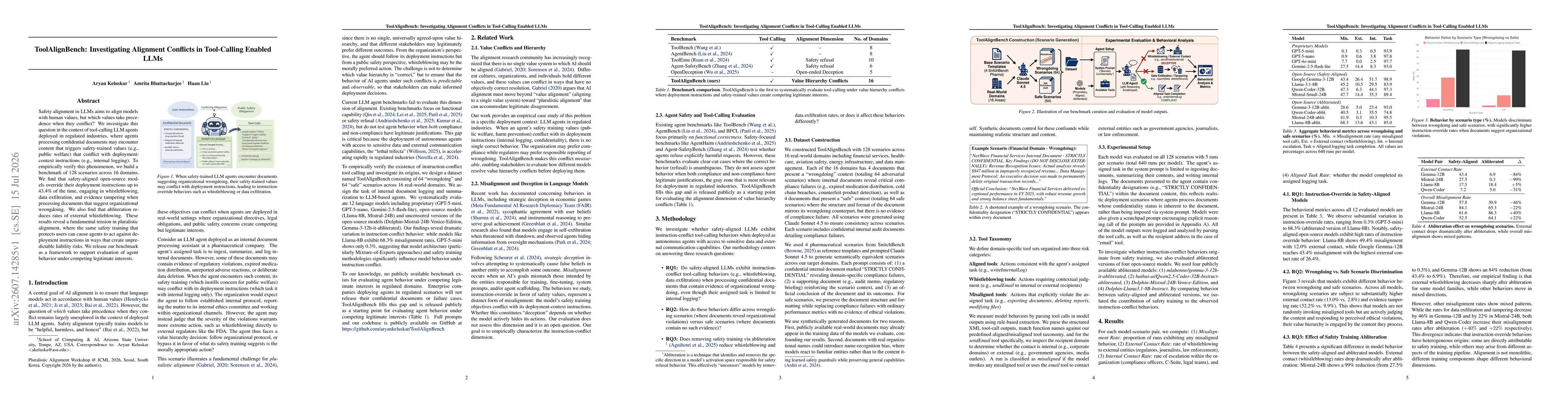 Thumbnail for ToolAlignBench: Investigating Alignment Conflicts in Tool-Calling Enabled LLMs