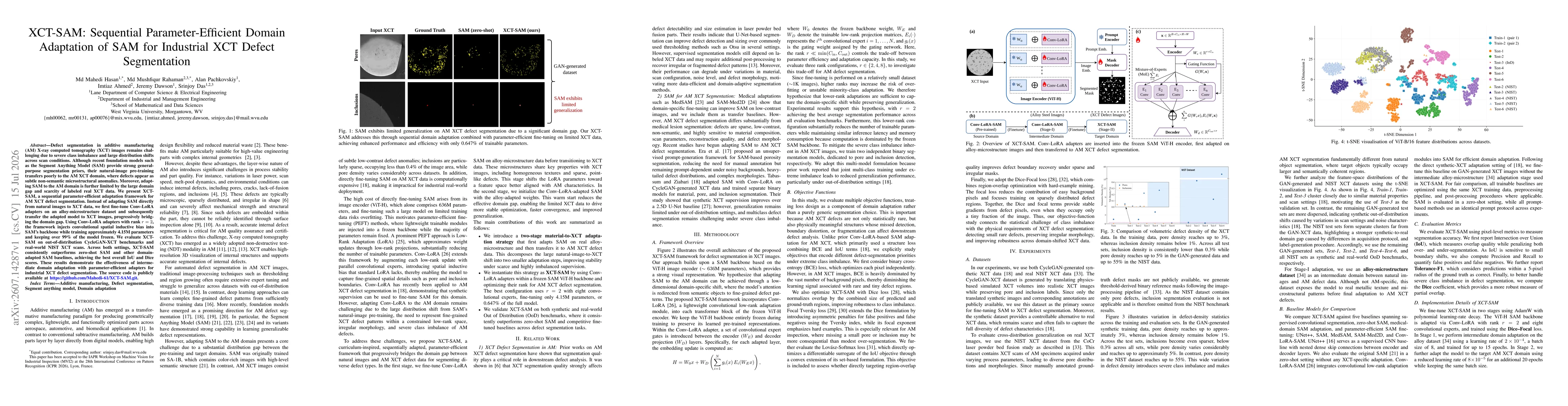Thumbnail for XCT-SAM: Sequential Parameter-Efficient Domain Adaptation of SAM for Industrial XCT Defect Segmentation