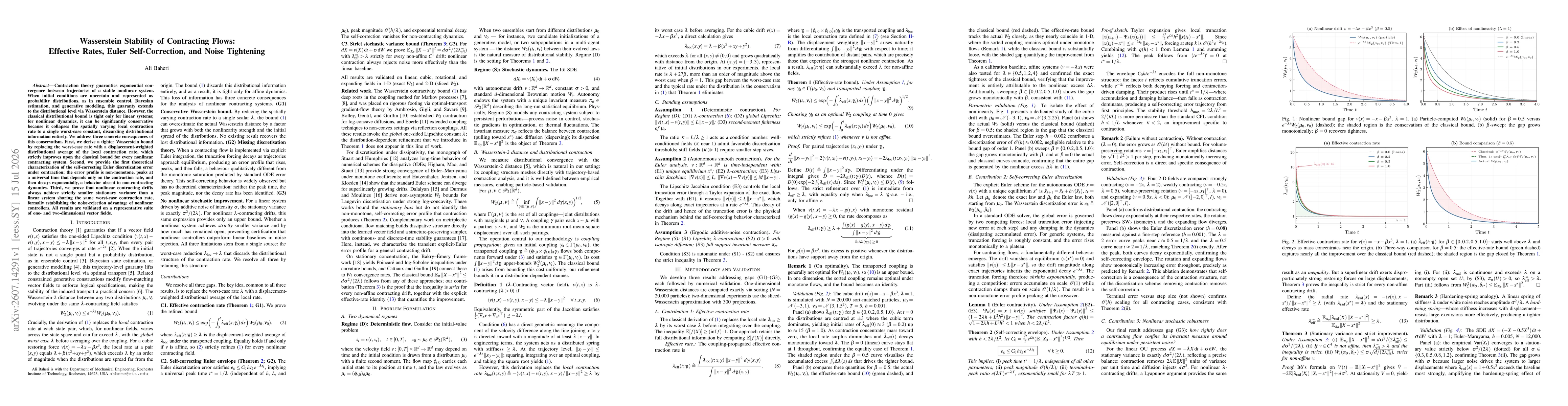 Thumbnail for Wasserstein Stability of Contracting Flows: Effective Rates, Euler Self-Correction, and Noise Tightening