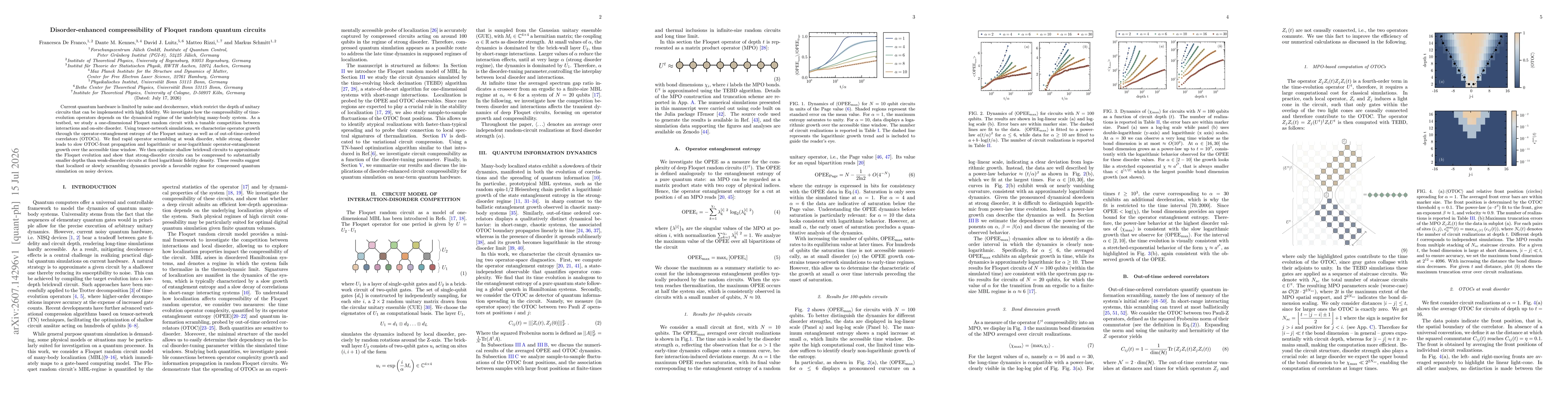 Thumbnail for Disorder-enhanced compressibility of Floquet random quantum circuits