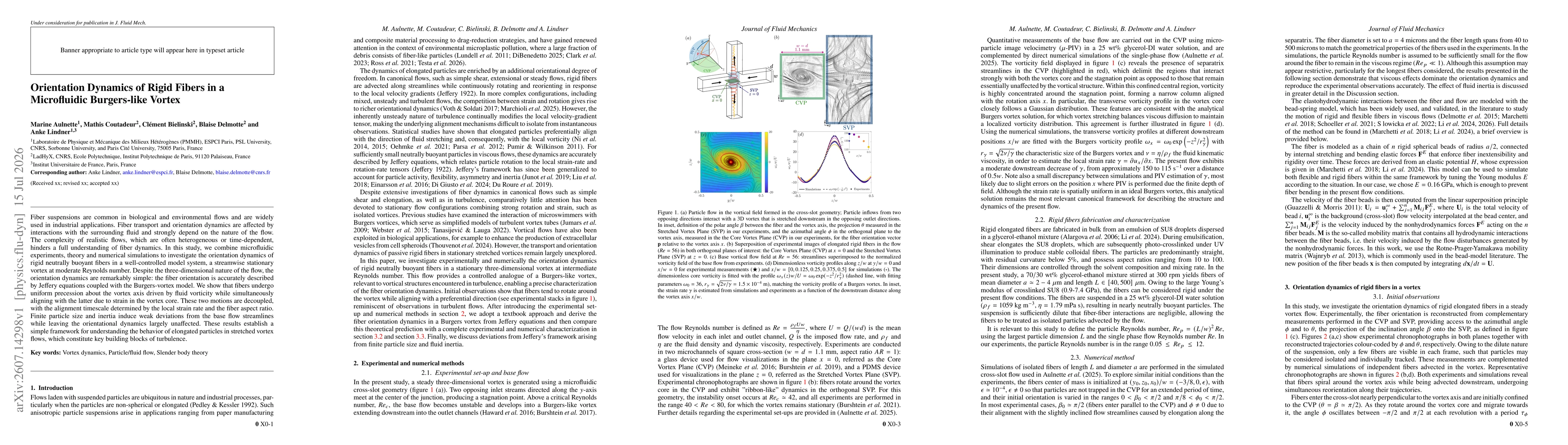 Thumbnail for Orientation Dynamics of Rigid Fibers in a Microfluidic Burgers-like Vortex