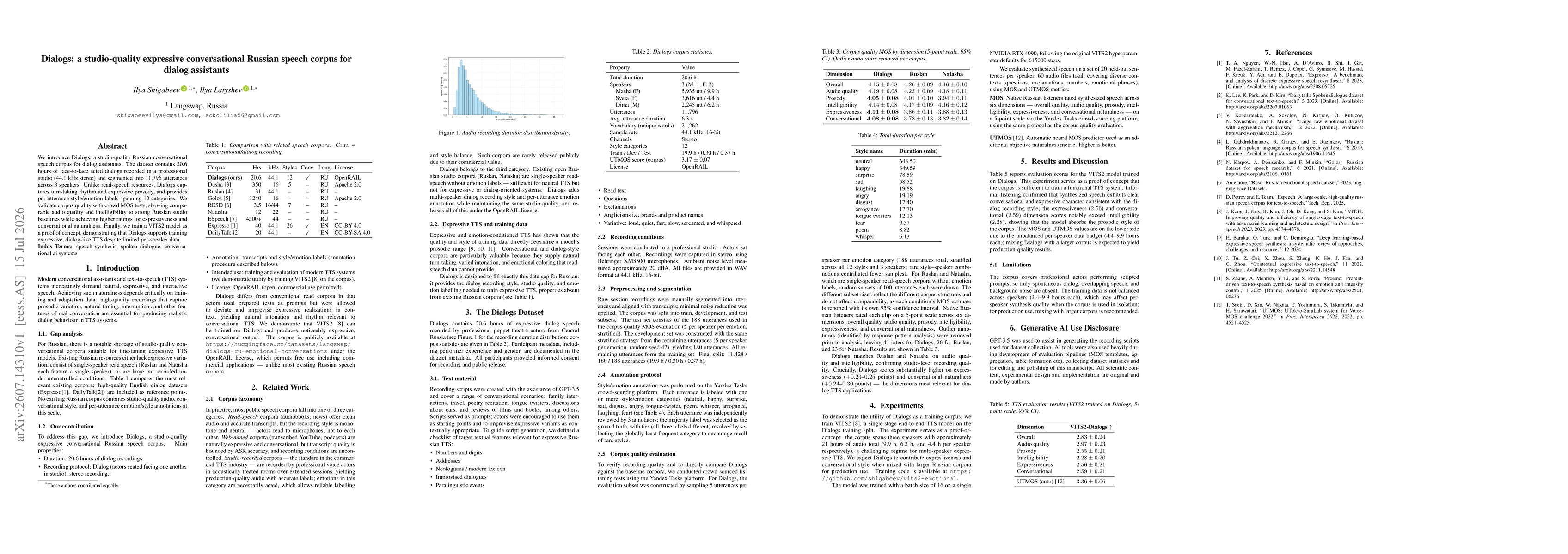 Thumbnail for Dialogs: a studio-quality expressive conversational Russian speech corpus for dialog assistants