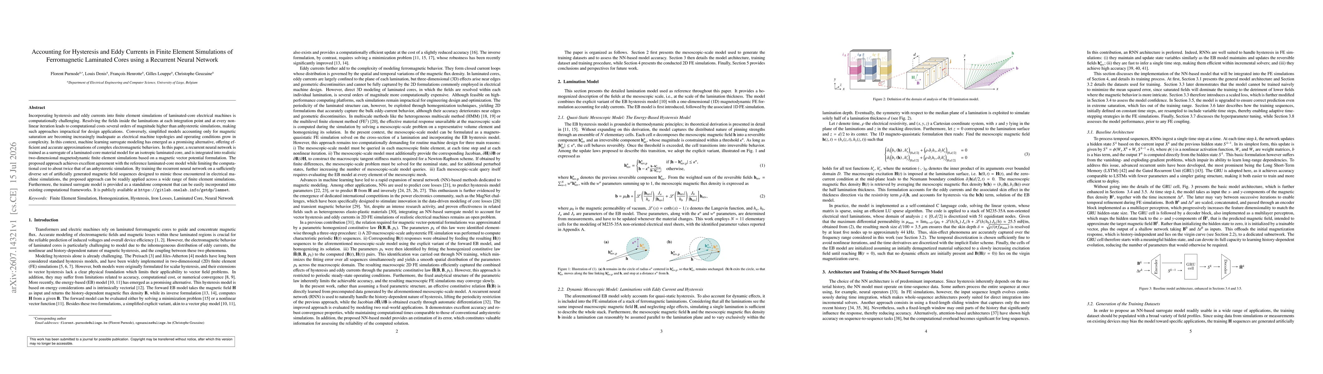 Thumbnail for Accounting for Hysteresis and Eddy Currents in Finite Element Simulations of Ferromagnetic Laminated Cores using a Recurrent Neural Network