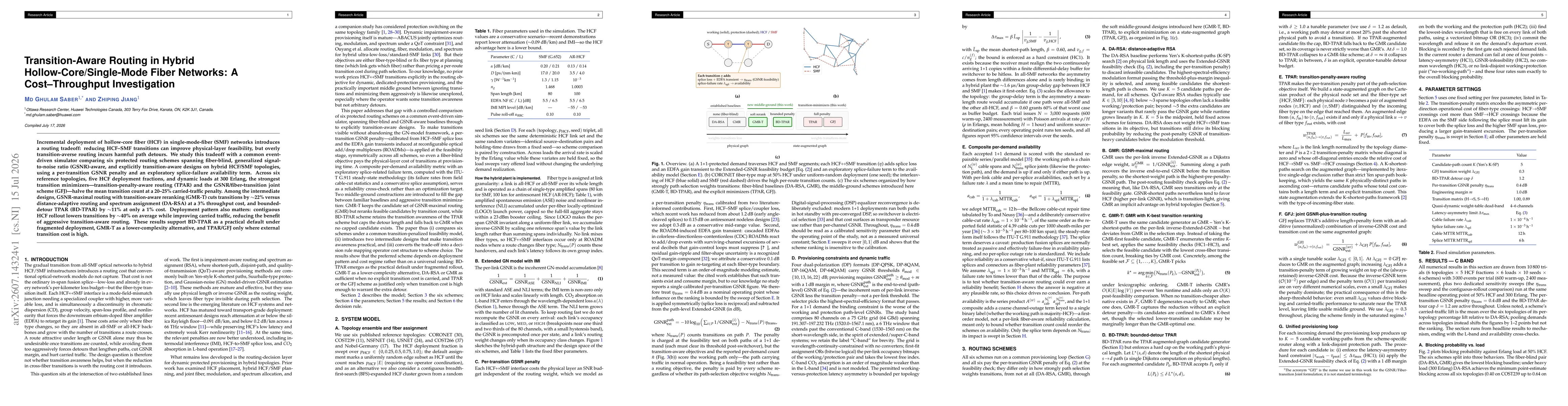 Thumbnail for Transition-Aware Routing in Hybrid Hollow-Core/Single-Mode Fiber Networks: A Cost--Throughput Investigation
