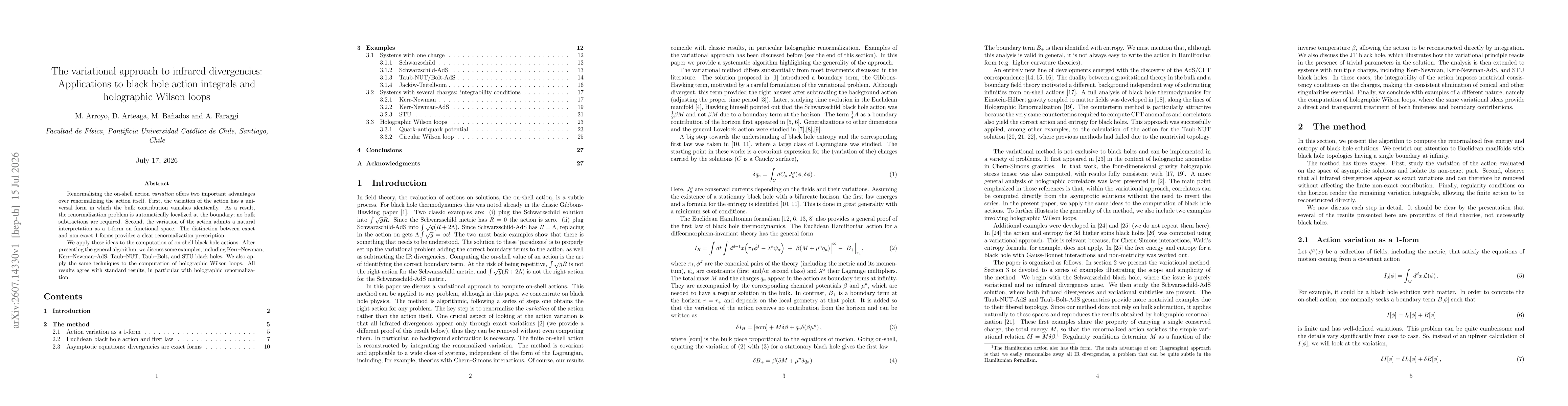 Thumbnail for The variational approach to infrared divergencies: Applications to black hole action integrals and holographic Wilson loops