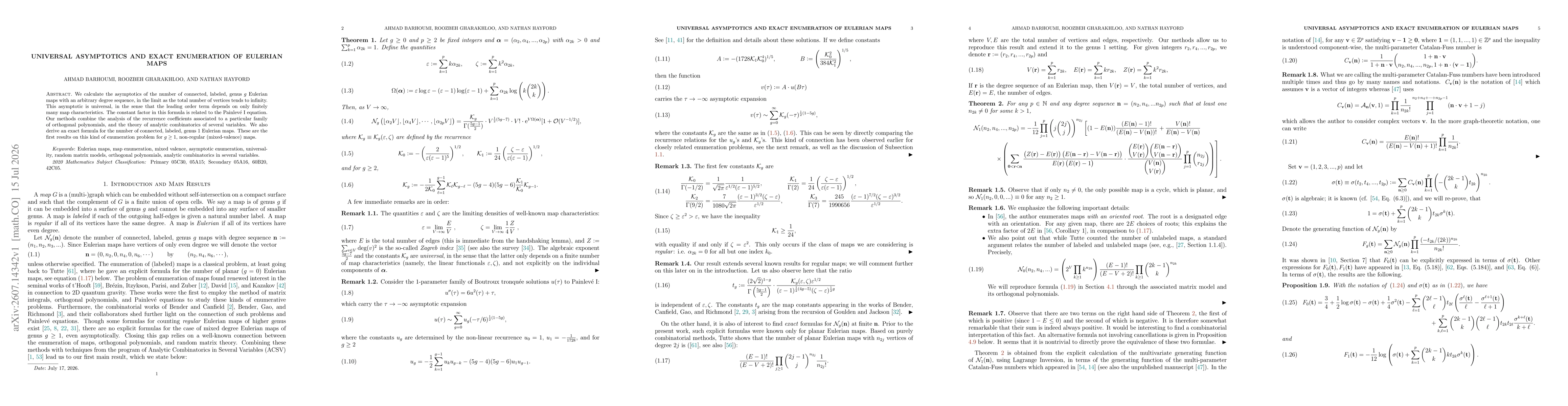 Thumbnail for Universal Asymptotics and Exact Enumeration of Eulerian Maps