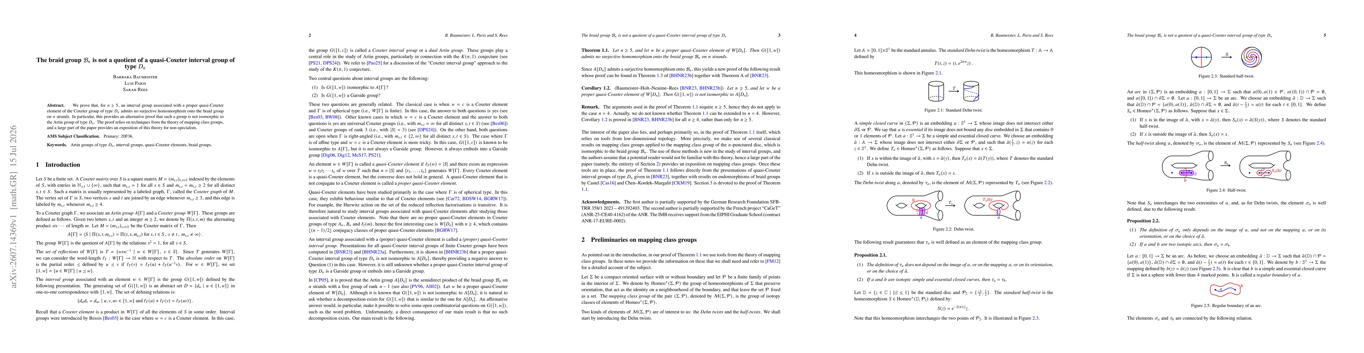 Thumbnail for The braid group Bn is not a quotient of a quasi-Coxeter interval group of type Dn