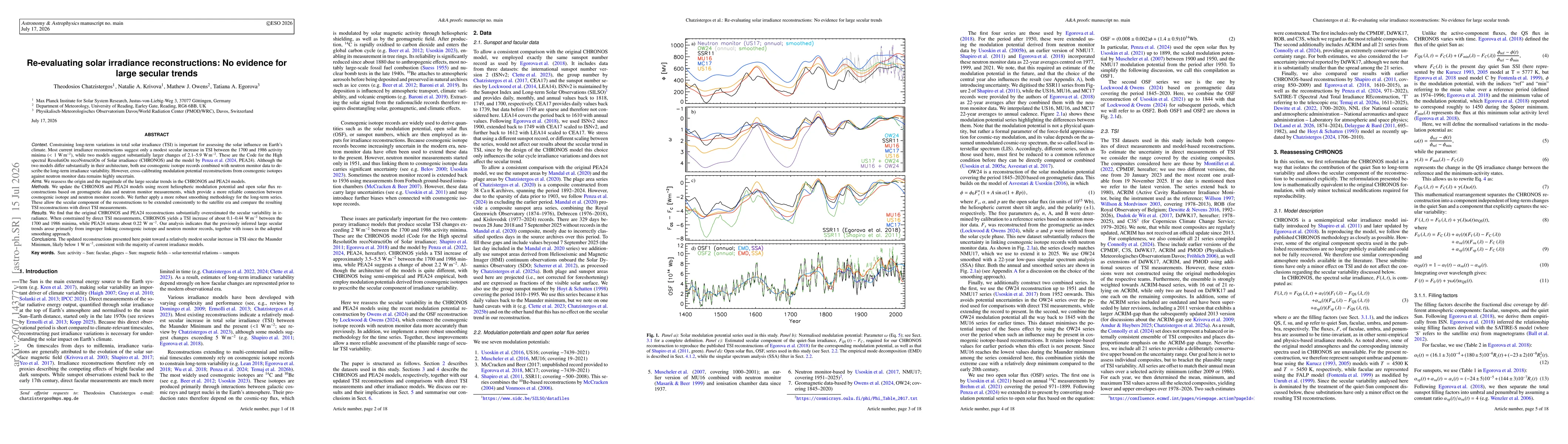 Thumbnail for Re-evaluating solar irradiance reconstructions: No evidence for large secular trends