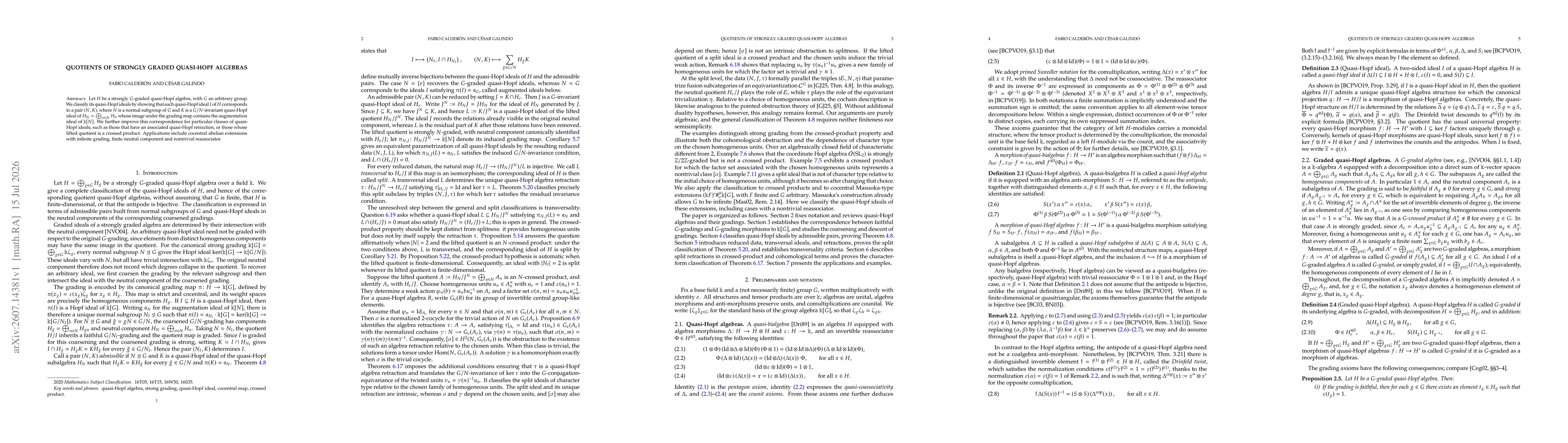 Thumbnail for Quotients of strongly graded quasi-Hopf algebras