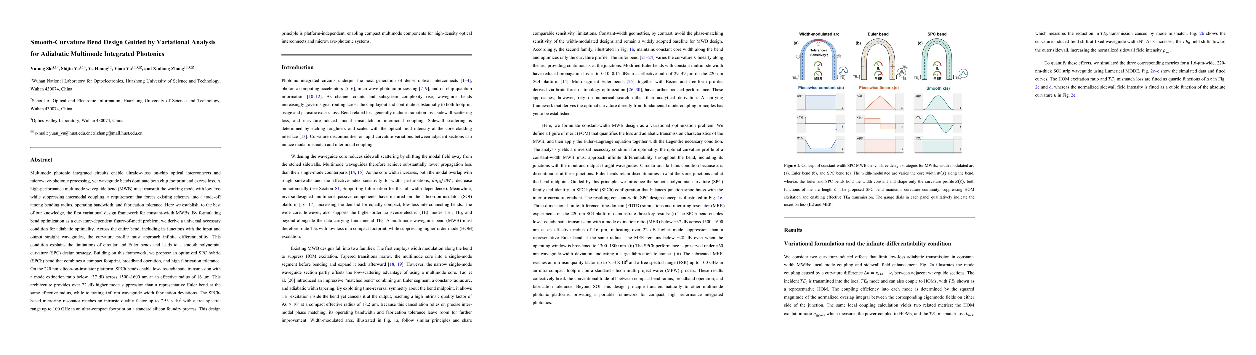 Thumbnail for Smooth-Curvature Bend Design Guided by Variational Analysis for Adiabatic Multimode Integrated Photonics