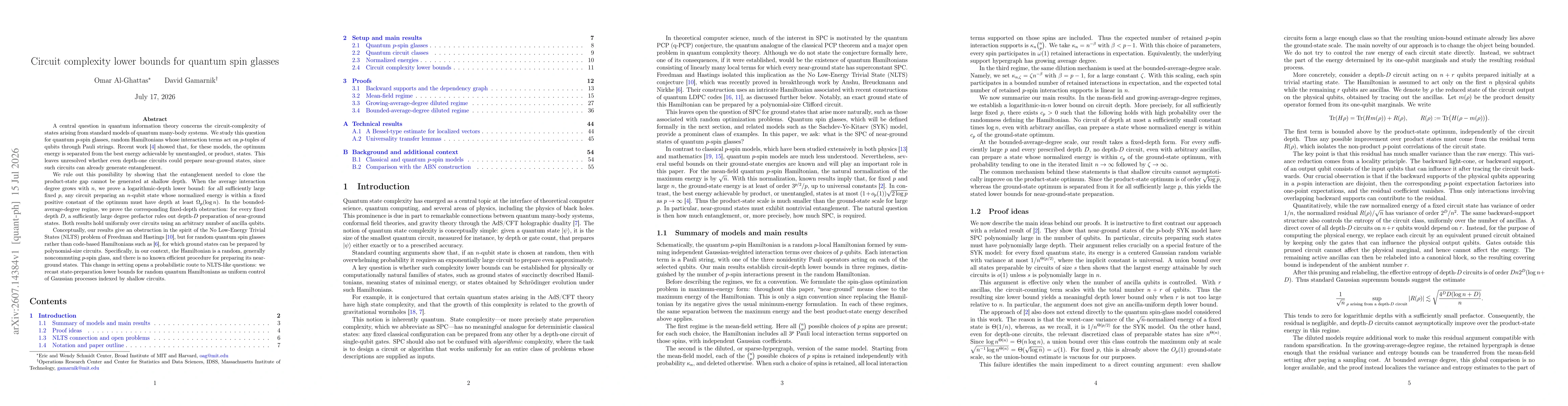 Thumbnail for Circuit complexity lower bounds for quantum spin glasses
