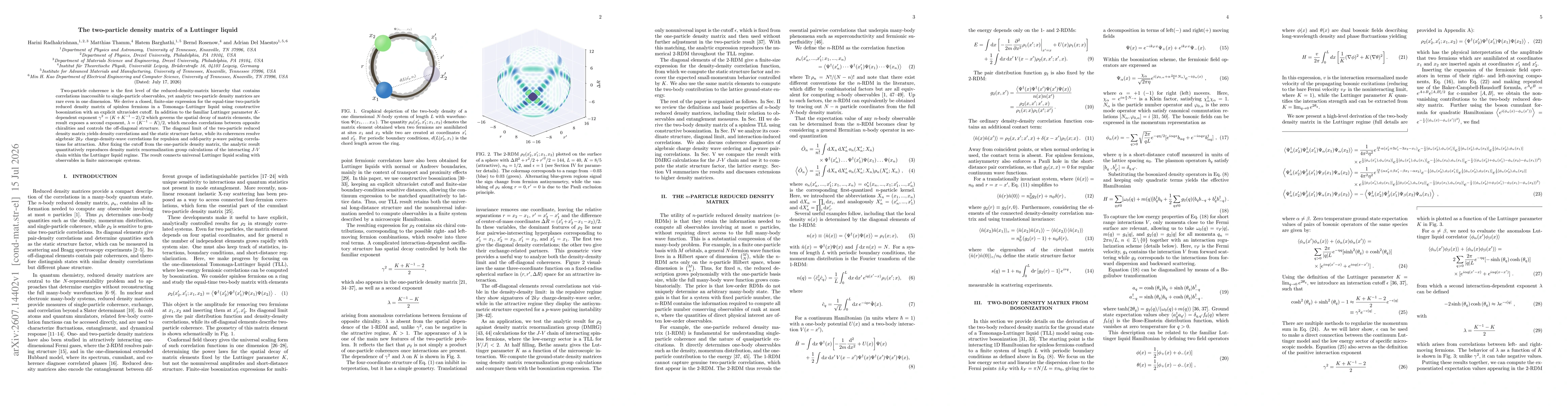 Thumbnail for The two-particle density matrix of a Luttinger liquid